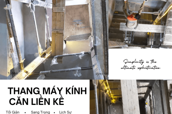 Lắp thang máy Home lift kính cường lực KĐT An Hưng